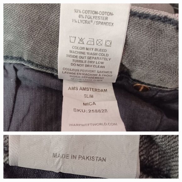 Warp + Weft AMS Amsterdam Slim Fit Men's Stretch Jeans Size 31x28 - Picture 6 of 10